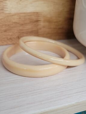Classic Cream Bangle Bracelets - Set of 2